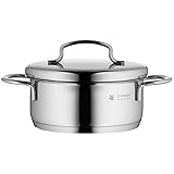 WMF Mini Topf klein 12cm, Metalldeckel, kleiner Kochtopf, Bratentopf Induktion 0,7l, kleiner Topf, Cromargan Edelstahl poliert, stapelbar, für kleine Portionen, Sing