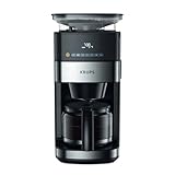 Krups KM8328 Grind Aroma Kaffeemaschine mit Mahlwerk | 24-Stunden-Timer | 180 g Bohnenbehälter | 1,25 L Fassungsvermögen für bis zu 15 Tassen Kaffee | Auto-Off-Funktion | 3 Mahlgrade | Schw
