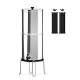 Kavolet Schwerkraft-Wasserfiltersystem mit Ständer, Schwerkraft-Wasserfilter aus Edelstahl, Trinkwasser Filter, 1,5 Gallonen mit 2 Filtern & Wasserhahn, Wasserfiltrationseimer für Außen Camping