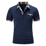 Cenlang Stilvoll bedrucktes Herren-Polo-Shirt, kurzärmelig, Unterhemd, kurzärmelig, Strickshirt, navy, L