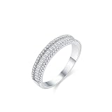 Whoiy Goldring 585 Echt Gold Damen, Eheringe 14k Weissgold mit Moissanite Verlobungs Ring Halbe Ewigkeit für Frauen Größe 51 (16.2)