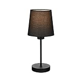 BRILONER - Nachttischlampe mit Kabelschalter, Lampenschirm aus Stoff, E14 Fassung max. 25 Watt, Tischlampe, Lampe, Schreibtischlampe, Tischleuchte, Bürolampe, Leselampe Bett, 10x31,4 cm, Schw
