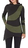 PUREWONDER Damen Pullover Longshirt Langärmlige Shirt-Tunika dr23 Grün M