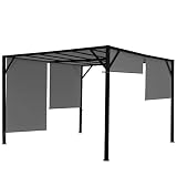 Pergola Baia, Garten Pavillon Terrassenüberdachung, stabiles 6cm-Stahl-Gestell + Schiebedach grau - 4x3