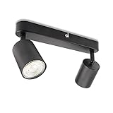 da LIGHT LED Deckenlampe 2-flammig, Dreh und Schwenkbar Deckenstrahler Spotleuchte Wandspot, GU10 (ohne Leuchtmittel) Retro/Vintage Deckenleuchte 230V Schwarz für Wohnzimmer Schlafzimmer Kü