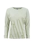 s'questo Longshirt Damen Soquesto Langes Shirt Rundhals Baumwolle Lange Ärmel mit Print squesto, Gr.42, Grü