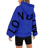 Nquwgumh Kapuzenpullover in Übergröße für Damen, Größe 52-80, langärmelig, übergroßer Pullover, langärmelig, Reißverschluss, bedruckt, mit Rücken, übergroßer Pullover, 01-4-Blau, XXL