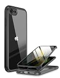 Miracase 360 Grad Hülle kompatibel mit iPhone SE 2022/ SE 2020/ iPhone 8, Ganzkörper Schutzhülle mit eingebauter Glas Displayschutzfolie, Stoßfeste Fullbody Handyhülle, Schw