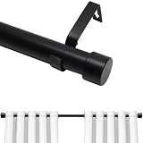 Schwarze Gardinenstange für Ösenvorhänge, ICDLTJ ausziehbare Gardinenstange, 45,7–114,3 cm, mit Halterungen, Beschläge, Set, robuste Gardinenstang