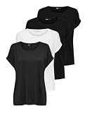 ONLY Damen Onlmoster S/S O-neck Top Noos Jrs T-Shirt, 4er Pack (2x Schwarz, 1x Weiß, 1x Dark Grey Melange),M