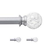 Gardinenstange, 67-107cm Vorhangstange mit Halterungen und Designer-Endkappen, 16mm Dekorative Gardinenstange für Küche, Schlafzimmer, Silb