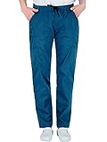 B-well Medizinische Schlupfhose Arbeitshose Dante 5 Taschen Unisex mit elastischem Bund und Gesäßtaschen Krankenhaus Uniformhose mit mittlerer Taille und Rundumgummibund Blaues Karibikblau L