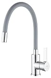 Auralum Wasserhahn Küche mit Flexibler Auslauf, Grau Küchenarmatur 360° Schwenkbar Einhebelmischer, Hochdruck Armatur Mischbatterie für Küche Spü