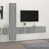 WRJENFSC 5-TLG. TV-Schrank-Set Sideboard Dekoratives Kabinett Eingangsschrank Konsole Grau Sonoma Holzwerkstoff Geeignet für Eingang, Arbeitszimmer, W