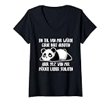 Damen Lustiger Panda Spruch Pandabär Geschenke Schlafshirt Panda T-Shirt mit V