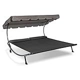 LECO Outdoor-Doppelliege Original – Sonnenliege, Gartenliege mit Sonnendach für zwei Personen wetterfest - G