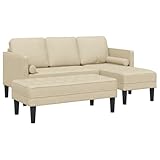 vidaXL 2-teiliges modulares Sofa Set mit Kissen in Creme Stoff für stilvolle Indoor-Sitzgelegenheiten im Wohnzimmer. Modernes L-förmiges Couch-Ecksofa mit komfortablen S