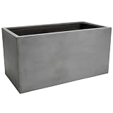 VIVANNO Maxi Pflanztrog Pflanzkübel - 80x40x40 cm, Elegant im Beton-Design, Fiberglas, Frostsicher & Wetterfest, Ideal für Innen & Auß