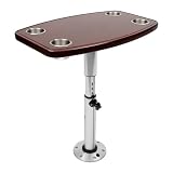 Tyvotrend Wohnwagen Standtisch, Höhenverstellbar Wohnmobil Esstisch mit 4 Becherhalter, Abnehmbarer Tisch mit 7 Einstellbare Höhen, Tischgestell für Yachten Wohnmobile B