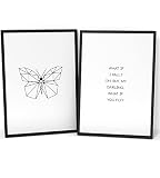 Papierschmiede® Spruch Poster 2er Set DIN A3 (30x42 cm) Motiv: Polygon Schmetterling, Typografie Bilder Wohnzimmer Schlafzimmer ohne R