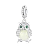 Eulen-Leucht charm anhänger für Pandora Armbänder, 925 Sterling Silber Leuchtperlen Anhänger im Dunkeln,Geschenk für Frauen und M