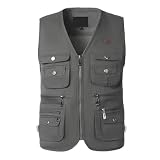 WAZHAKU Weste Herren Outdoor Angelweste Quick Dry Atmungsaktive Sommer Ärmellose Jacken Multi Pocket Mesh Weste Fotografie Weste Wanderweste Jagdweste Angelwesten Mit Vielen T