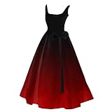 YNIEIAA Halloween Kostüm Rot Henley Ausschnitt Kurzen Ärmel Halloween Kostüm Vampir Rockabilly Petticoat Kleid Kleidung Für Teenager Für Hallow