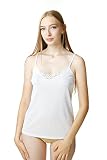 Damen Leibchen OLIWIA, T-Shirt mit dünnen Trägern, Trägershirt, Top mit Spitzen, mit wunderschönem Ausschnitt, DamenunterhemdKoszulka Damska Oliwia NA ramiączkach 58 Weiß