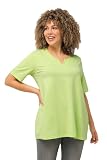 Ulla Popken Damen, A-Linie, Tunika-Ausschnitt, Halbarm T-Shirt, Limettengrün, 54-56