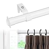 HARRMS 28mm Gardinenstange Ausziehbar, 76-152cm, Verstellbare Vorhangstange Weiß, Gardienenstangenset Edelstahl Scheibengardinenstange mit Halterungen und Endstücken für Schlafzimmer, W