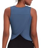 Weardear Damen Tank Top Sommer Sports Shirts Oberteile Frauen Open Back Tank Tops Training Racerback Fitness Hellblau L