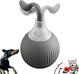 Interaktives Katzenspielzeug Katzenball - Smart Elektrisch Katzenball, DREI Arbeitsmodi, 360° Rolling, USB Aufladbar, Katzenspielzeug Ball für Katzen Hunde (Grau)