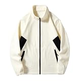 Darringls Fleecejacke Herren Collegejacke warm Winterjacke Lässig Pilotenjacke Ohne Kapuze Einfach Alltagsjacke Herbst Übergangsjacke Herrenjacke Große Fleecepullover Partner Pullover Strickp