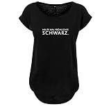 OwnDesigner Heute mal fröhliches Schwarz Design Ladies Fashion Shirt Lang und NEU weit geschnittten Hinterer Schnitt Länger mit Motiv XL Schwarz (B36-493-XL-Schwarz)