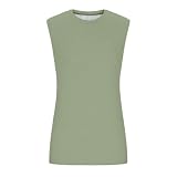 Generisch Modisches Damen Rippstrick Tanktop Lässiges Basic Top Bequeme Dehnbare Layering Stretch Mode für Alle (Light Green, XXXL)