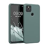 kwmobile Hülle kompatibel mit Google Pixel 4a 5G Hülle - gummierte TPU Silikon Handyhülle - Schutzhülle für kabelloses Laden - Case in Tannengrü