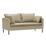 BEDOIN Übergroßes Stoffsofa, 150 cm, bequemes Sofa, Couch mit extra tiefen Sitzen, breiter Arm, hochdichter Schaumstofffüllung, modernes 2-Sitzer-Sofa für Wohnzimmer, Wohnung, Khakia-150