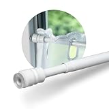 Rollina Klemmstange Gardinenstange ohne Bohren weiß | Für Fensterbreite 40-60cm | mit Gummipuffer | starke Spannung durch Drehmechanismus | Klemm-Bistrogardinenstange für Scheibengardinen (1er Pack)