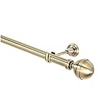 MDEKOR Gardinenstange gold 200 cm lang 1 läufig | Gardinenstangenset aus Metall Antik-Gold Gardinenstangen Ø 25 mm Wandbefestigung