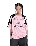 Aelfric Eden Herren Oversized Baseball Tshirt Damen Y2K T-Shirt Vintage Trikot Baggy Sommer Casual Shirt Racing Tee Rosa-10, XS
