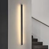 ZMH Wandlampe led Wandleuchte innen - Modern 100CM 34W Flur Up Down Warmweiß Flurlampe Wohnzimmerlampe Schwarze Bettlampe Wandbeleuchtung für Treppenhaus Wohnzimmer Kinderzimmer S