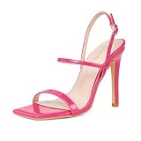 GENSHUO Sandaletten Damen mit Absatz, 11cm High Heel, Absatzschuhe Damen, Peep Toe und Knöchelriemen, Elegante Schuhe Damen für Party Prom Kleid, Rosa, 41 EU