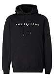 Tommy Jeans TJM Reg Linear Logo Hoodie EXT Pullover-Kapuzenpulli, Herren, Schwarz (Black), M