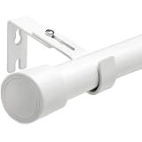Gardinenstange 300 cm Lang Vorhangstange Ausziehbar Gardinenstange Weiss Gardinenstangen mit Endkappen und Montagezubehör für Wohnzimmer/Schlafzimmer, 60-325 cm (Weiß, Φ25mm)