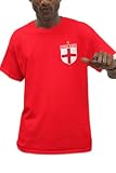 Zenthread England-Trikot, England-Flagge, Abzeichen, europäische Fans 2024, Fußball, Retro, mit England-Wappen, Turnier 2024, Fußball-Top, rot, XL