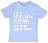 Baby T-Shirt Mädchen Jungen - Sprüche - Süß schlau und witzig - wie Meine Tante eben - 18/24 Monate - Babyblau - t-Shirts für Jungs spruche mit Spruch Auntie Shirts Kurzarm T