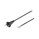 Goobay 58913 Universal Staubsauger Anschlusskabel; 7,5 m, Schwarz Konturenstecker (Typ C, CEE 7/17) auf lose Kab