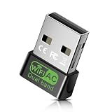 Quevati USB WLAN Stick AC600 mit Eingebautem Treiber, DualBand 5GHz/2,4GHz, USB WiFi Adapter für PC/Desktop/Laptop