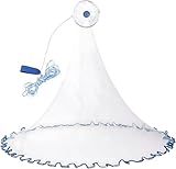 Fesatccoz Wurfnetz Zum Fischen, Nylon Monofilament Fischnetz, Φ2.4m/ 95inch Fischnetz Mit 8m Handschnur, 0.5 Finger Handwurf Angeln Mesh N