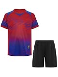 ranrann Jungen Fussball Jersey Kinder Fussball Trainingsanzug Sport Outfit Sportbekleidung Jogginganzug Sportanzug Trainingstrikot Radfahren Rot 146-152